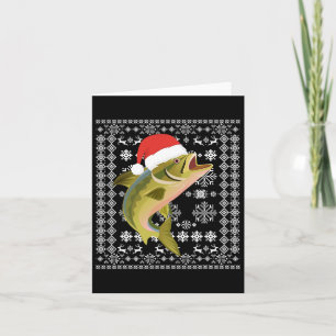 Tarjeta Camiseta de Navidad Fea Merry Fishmas Santa Fish F