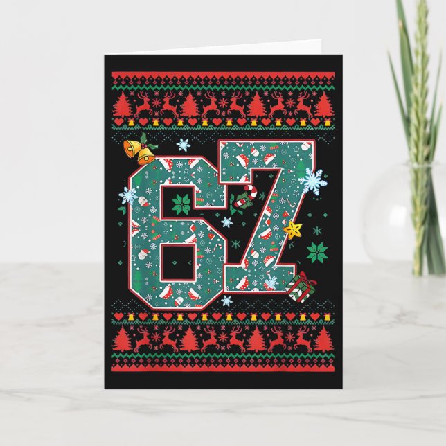 Tarjeta Camiseta de Navidad Retro 67 Meme  (Anverso)
