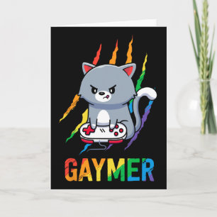 Tarjeta Camiseta de orgullo de gato Lgbt Gaymer Arcoíris V