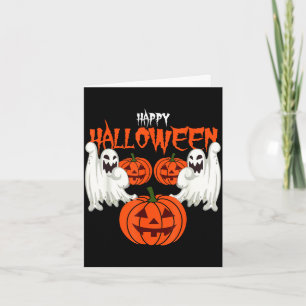 Tarjeta Camiseta de otoño con fantasmas de calabaza cara d