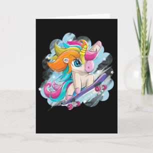 Tarjeta Camiseta de patineta para niñas y mujeres Unicorni