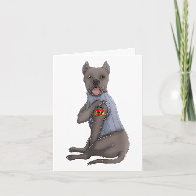 Tarjeta Camiseta de perro Cane Corso amo a mamá tatuaje di (Anverso)