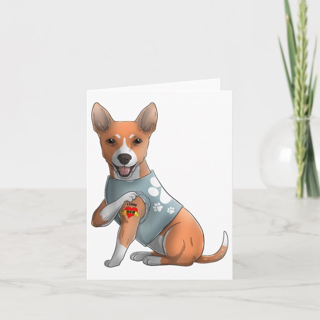 Tarjeta Camiseta de perro divertida con tatuaje de Basenji (Anverso)