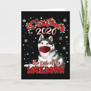 Tarjeta Camiseta de perro Husky siberiano de Navidad Cuare