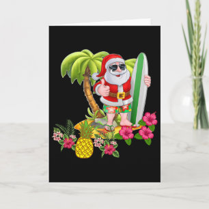 Tarjeta Camiseta De Surf Hawaiano De Santa Navidad En Juli