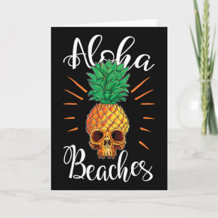 Tarjeta Camiseta de vacaciones de cráneo de piña de playas