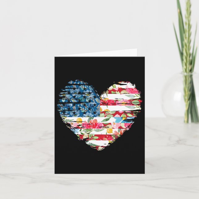 Tarjeta Camiseta del 4 de julio para mujeres Bandera ameri (Anverso)
