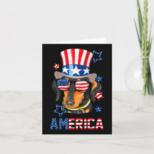 Tarjeta Camiseta del 4 de julio para perros América Doxie 