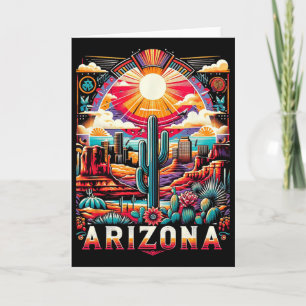 Tarjeta Camiseta del Estado de Arizona Az Retro Cactus del