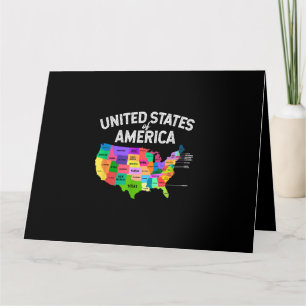 Tarjeta Camiseta del Mapa de Estados Unidos regalo de viaj