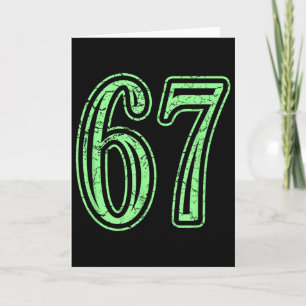 Tarjeta Camiseta deportiva desgastada número 67 verde ment
