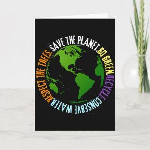 Tarjeta Camiseta Día de la Tierra Salva el Planeta Ve Verd