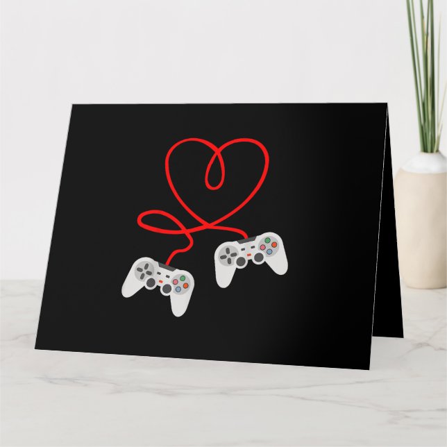 Tarjeta Camiseta Día de San Valentín de videojuegos con co (Anverso)