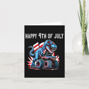 Tarjeta Camiseta Dino T-rex Para Niños 4 De Julio