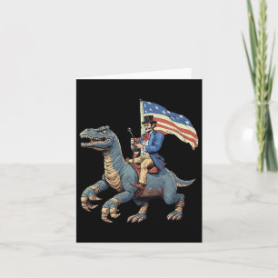 Tarjeta Camiseta Divertida Abe Lincoln Montando Un Dinosau