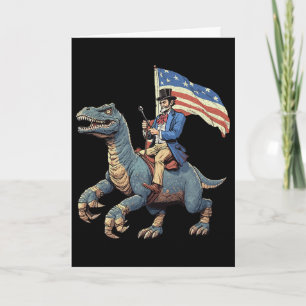 Tarjeta Camiseta Divertida Abe Lincoln Montando Un Dinosau