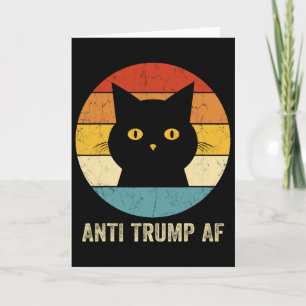 Tarjeta Camiseta divertida anti Trump retro gato anti Trum