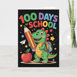 Tarjeta Camiseta divertida de 100 días de escuela para niñ