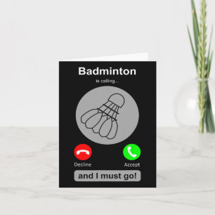 Tarjeta Camiseta divertida de bádminton Cita de bádminton 