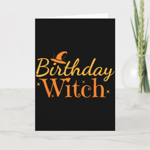 Tarjeta Camiseta divertida de bruja de cumpleaños de Hallo