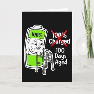 Tarjeta Camiseta divertida de escuela de batería de 100 dí
