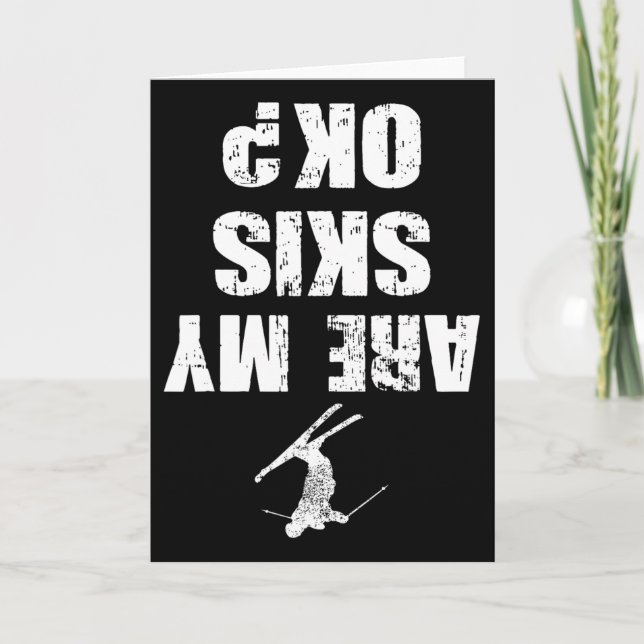 Tarjeta Camiseta divertida de esquí, ropa de esquí deterio (Anverso)