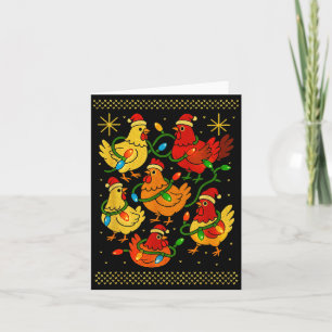 Tarjeta Camiseta divertida de gallinas feas de Navidad