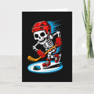 Tarjeta Camiseta divertida de hockey con esqueleto de Hall