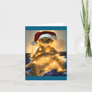 Tarjeta Camiseta divertida de meme de Navidad de gato, mem