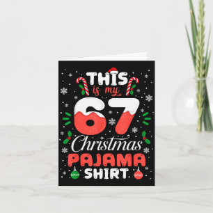 Tarjeta Camiseta divertida de pijama de Navidad 67 Seis Si