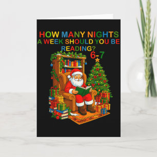 Tarjeta Camiseta divertida de Santa leyendo 67 Meme Navida