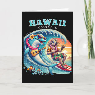 Tarjeta Camiseta Divertida de Surf - Espíritu Aloha Hawaii