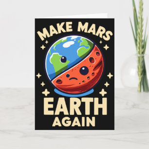 Tarjeta Camiseta Divertida Haz Marte Tierra De Nuevo Plane