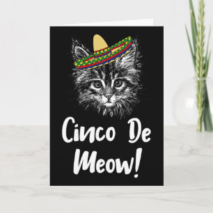 Tarjeta Camiseta divertida para gato Cinco De Mayo para ga