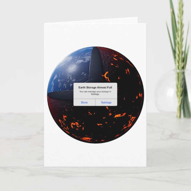 Tarjeta Camiseta Earth Storage Almost Full  (Anverso)