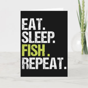 Tarjeta Camiseta Eat Sleep Fish Repeat Pesca Pescador