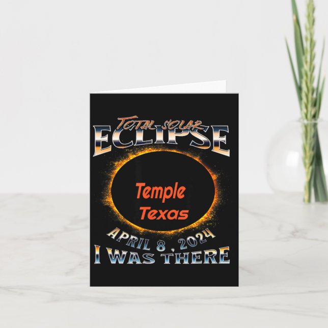 Tarjeta Camiseta Eclipse Solar Templo Texas Allí (Anverso)