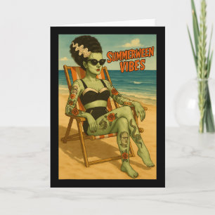 Tarjeta Camiseta estilo gótico de playa retro vibraciones 