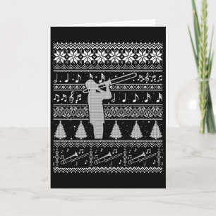 Tarjeta Camiseta fea de Navidad de trombón divertida y sué