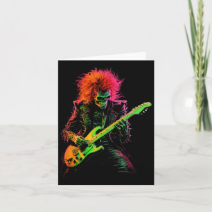 Tarjeta Camiseta gráfica de esqueleto tocando guitarra de 