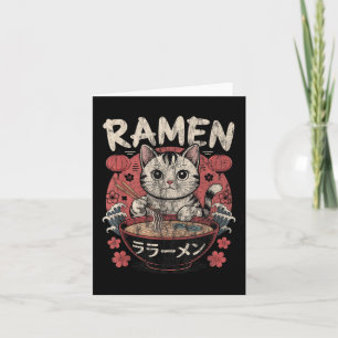 Tarjeta Camiseta gráfica divertida de ramen de gato japoné