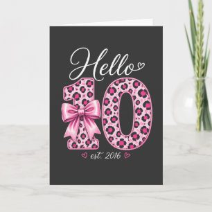 Tarjeta Camiseta Hello 10 est 2016 Cumpleaños 10 Niña Mona