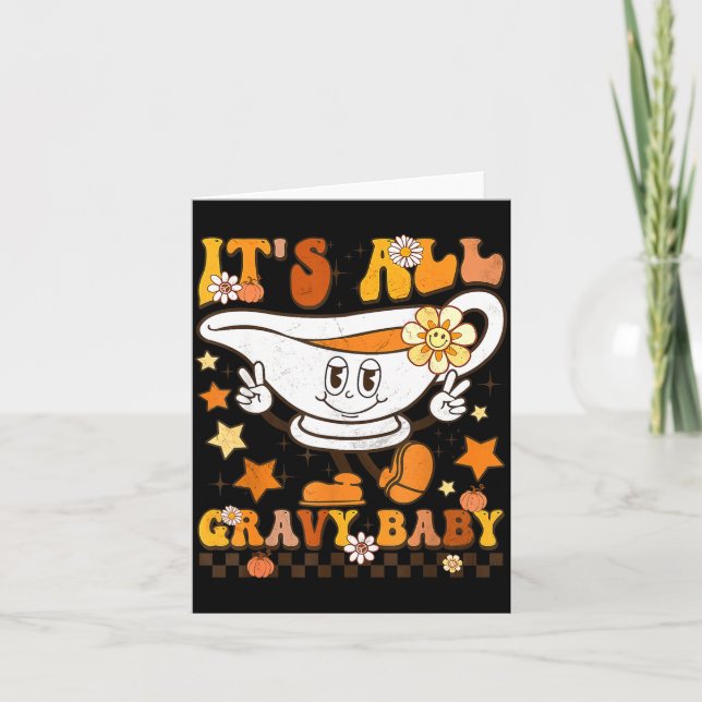 Tarjeta Camiseta It's All Gravy Baby Retro Groovy Feliz Dí (Anverso)