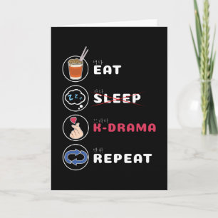 Tarjeta Camiseta K-Drama Come Dormir Drama Repetir