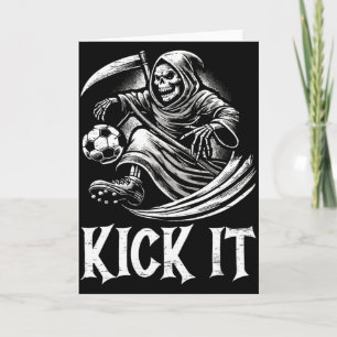 Tarjeta Camiseta Kick It Grim Reaper Jugando Fútbol 