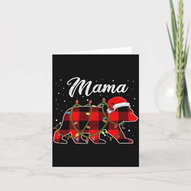 Tarjeta Camiseta Mamá Oso, Pijama de Mamá Oso Cuadro Rojo  (Anverso)