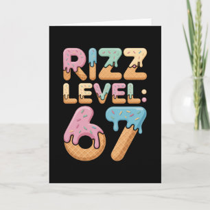 Tarjeta Camiseta Meme Nivel Rizz 67 Helado Goteo Meme Seis