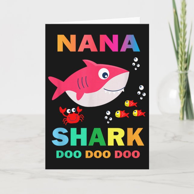 Tarjeta Camiseta Nana Shark, Regalo del Día del Padre de E (Anverso)