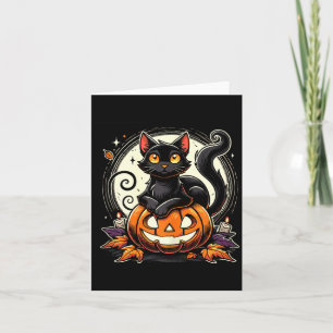 Tarjeta Camiseta Negra de Gato de Halloween para Mujeres R