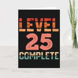 Tarjeta Camiseta Nivel 25 Completo Retro Gamer Cumpleaños